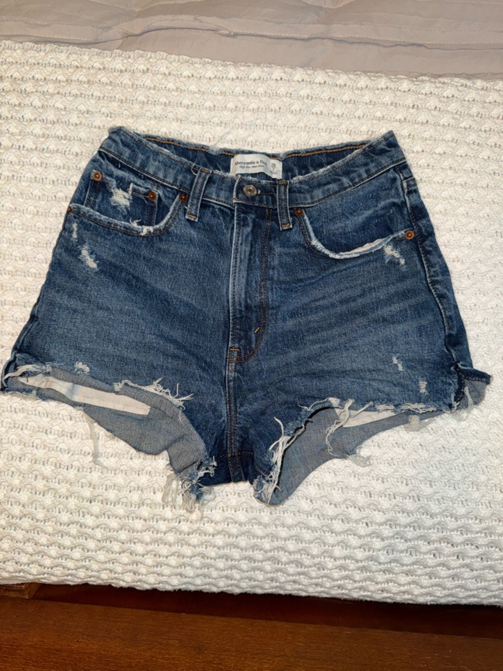 Abercrombie & Fitch Distressed Dark Blue Denim Cutoff Shorts
